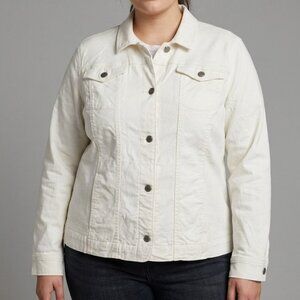 White Stretch Denim Jacket Croft & Barrow XL
